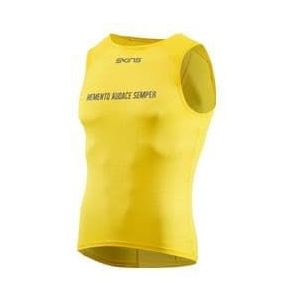 skins cycle short sleeveless baselayer compression tank yellow