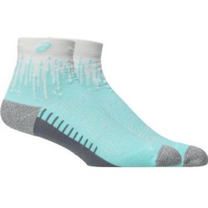 asics performance run quarter socks blue white