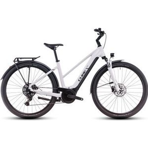 cube touring hybrid one 625 trapeze elektrische hybride fiets shimano cues 9s 625 wh 700 mm katoen wit grijs 2025