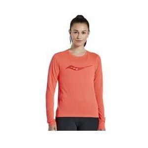 saucony stopwatch graphic run red women s long sleeve jersey