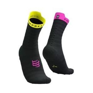 compressport pro racing v4 0 ultralight run high socks black yellow pink