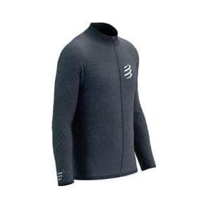 compressport seamless zip sweatshirt hooded jacket dark blue