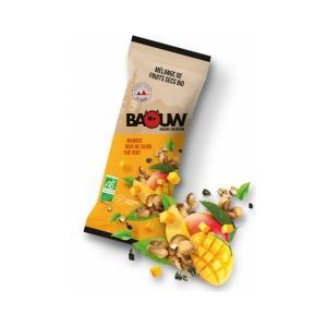 baouw biologische gedroogde fruitmix mango cashew groene thee 30g