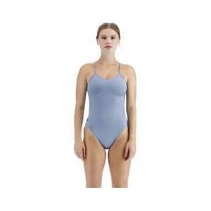 tyr solid cutoutfit stone blue dames 1 delig zwempak