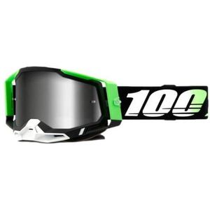 100  racecraft 2 green black goggle  silver mirror lenses