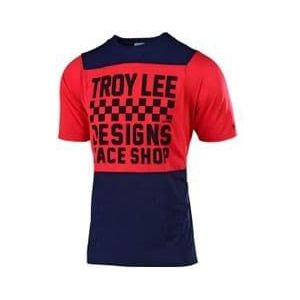 troy lee designs skyline checkers red  blue short sleeve jersey