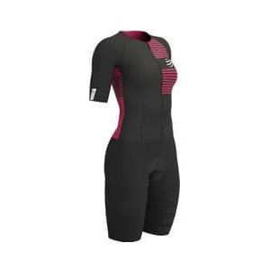 compressport aero trisuit vrouwen zwart roze