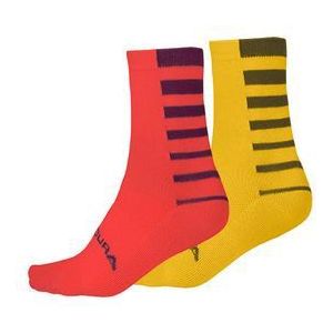 endura coolmax granaatappel sokken rood geel  set van 2 paar