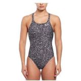 dames nike swim hydrastrong multi print zwart 1 stuk zwempak