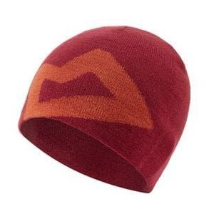 mountain equipment branded knitted beanie women red