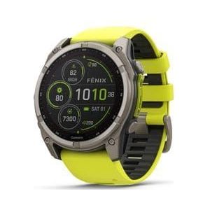 garmin fenix 8 solar  51 mm saffier titanium gps horloge met siliconen band amp geel grafiet