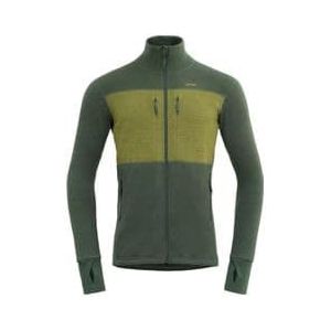 heren devold egga grid merino jas groen