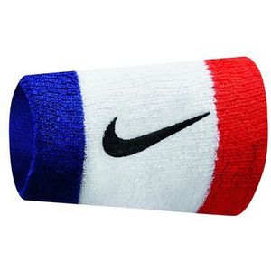 nike swoosh double wide sponge polsband  paar  blauw wit rood