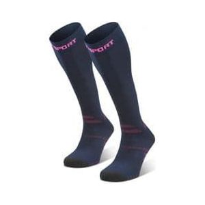 paar bv sport trek compression evo sokken blauw roze