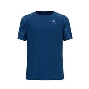 odlo essential print short sleeve jersey blue