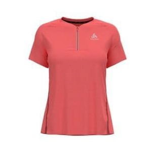 odlo axalp trail short sleeve 1 2 zip jersey pink women s