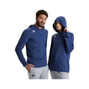 unisex arena team panel hooded long sleeve t shirt blauw