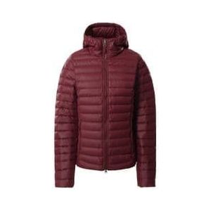 the north face stretch down hoodie red women