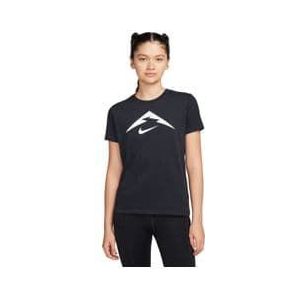 nike dri fit trail logo damesshirt met korte mouw zwart