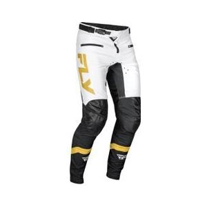 fly racing rayce broek wit zwart goud kind