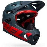 bell super dh sferische mips helm met afneembare kinriem blauw  crimson rood 2021