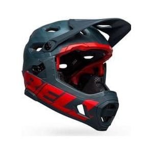 bell super dh sferische mips helm met afneembare kinriem blauw  crimson rood 2021