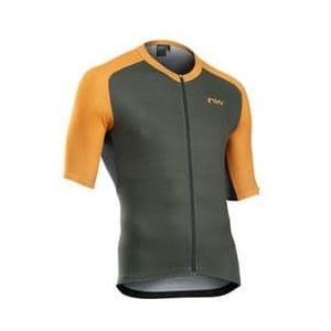 northwave force evo khaki oranje korte mouw trui