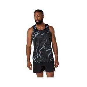 asics road all over print tank top zwart heren