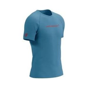 compressport training logo short sleeve jersey blauw  rood