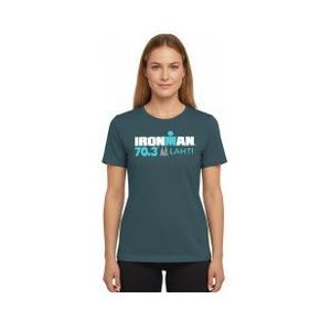 dames ironman 70 3 finland turquoise blauw korte mouw t shirt