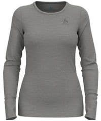 Ondershirt Odlo Women Bl Top Crew Neck L/S Merino 200 Odlo Steel Grey Melange