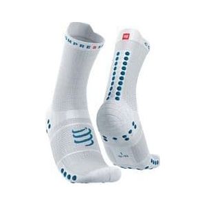 paar compressport pro racing socks v4 0 run high wit  blauw