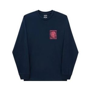 vans logo space long sleeve t shirt navy