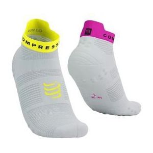 compressport pro racing socks v4 0 run low white yellow pink