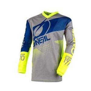 o neal element factor long sleeve jersey grey  blue  fluorescent yellow