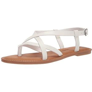 Amazon Essentials Damen Freizeitsandale mit Riemchen, Weiß, 44 EU Weit