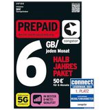 congstar Prepaid HALBJAHRESPAKET SIM-Karte ohne Vertrag I Prepaid-Paket für 6 Monate in D-Netz-Qualität I 6 GB 5G mit 25 Mbit/s + 50€ Startguthaben I Telefonie & SMS Flat I EU-Roaming inkl.