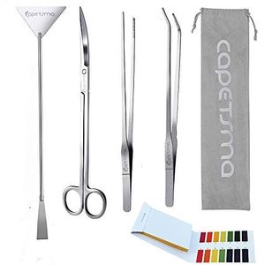 Capetsma Aquascaping Tools, Long Stainless Steel Aquarium Plant Tools Aquarium Tweezers Scissors Spatula Tool Set Bonsai Kit Algae Scrapers Aquarium Cleaning Kit for Fish Tank Starter kit