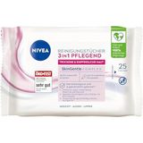NIVEA Reinigungstücher 3in1 Pflegend, Abschminktücher mit Glycerin und Mandelöl für wasserfestes Make-Up, sanfte Gesichtsreinigung für trockene & empfindliche Haut (25 Stück)