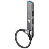 goobay 4-Port USB 3.2 Hub Slim/USB Mehrfachstecker, USB Verteiler, USB Hub/Schlanker USB-C zu 3X USB-A und 1x USB-C Multiport Adapter USB 3.0 Hub / 5 Gbits USB Splitter / 74459