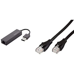 Amazon Basics Ethernet-LAN-Netzwerkadapter, USB 2.0, 10/100 Mbit/s & Ethernet-Netzwerkkabel, RJ45, Cat6, 3 m, 1.000Mbit/s
