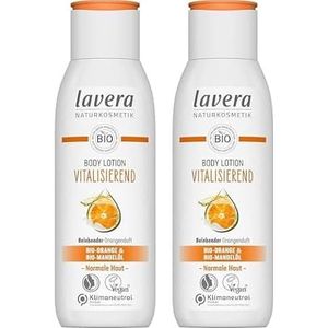 lavera Body Lotion Vitalisierend – Body Milk mit Bio-Orange & Bio-Mandelöl -vegan – Körpermilch für normale Haut – PETA zertifiziert – Biologisch abbaubar – Naturkosmetik (1 x 200 ml) (Packung mit 2)
