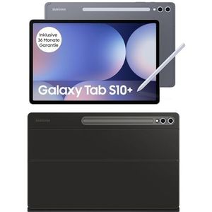 Samsung Galaxy Tab S10+ AI Tablet, Android Tablet, 12 GB RAM, 512 GB Speicher, AMOLED-Display, Antireflexionsbeschichtung, Inkl. S Pen, WiFi, Moonstone Gray+Keyboard Cover, Black