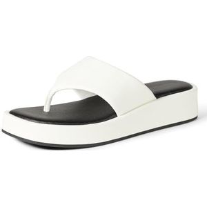 Amazon Essentials Damen Flatform-Zehensandalen, Weißes Kunstleder, 35.5 EU