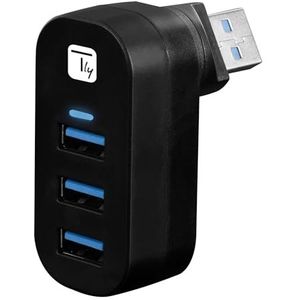 Techly 361766 USB 3.0 HUB mit 3 Ports, Schwarz