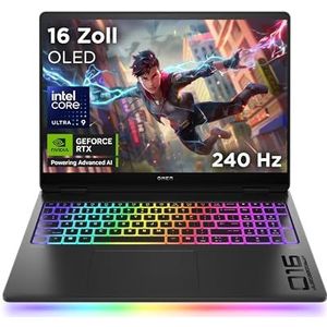 HP Omen MAX Gaming Laptop | 16 Zoll UWVA 2.5K OLED Display 240Hz | Intel Ultra 9-275HX (24C) | NVIDIA GeForce RTX 5080 16GB VRAM | 32 GB DDR5 RAM | 2 TB SSD | Windows 11 | QWERTZ | Alu Shadow Black