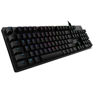 Logitech G512 mechanische Gaming-Tastatur, GX-Red Linear Switches, LIGHTSYNC RGB-Beleuchtung, USB-Durchschleife, Aluminium-Gehäuse, Programmierbare F-Tasten, Skandinavisches-Layout - Schwarz