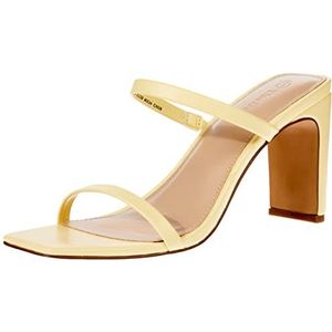 The Drop Damen Avery Square Toe Two Strap High Heeled Sandalen - Pastellgelb - Gr. 38.5 EU