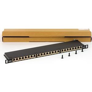 Connetto - Patchpanel mit 24 Anschlüssen der Kategorie 6a geschirmt 0,5 Laufwerke mit Kabelhalter