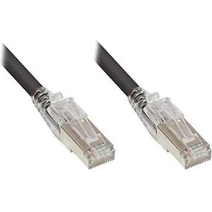 Good Connections Cat. 6A Patchkabel mit VERRIEGELUNG / ARRETIERUNG - 15 m - 10-GIGABIT, KUPFERLEITER / CU - S/FTP, PiMF - 500MHz - SCHWARZ
